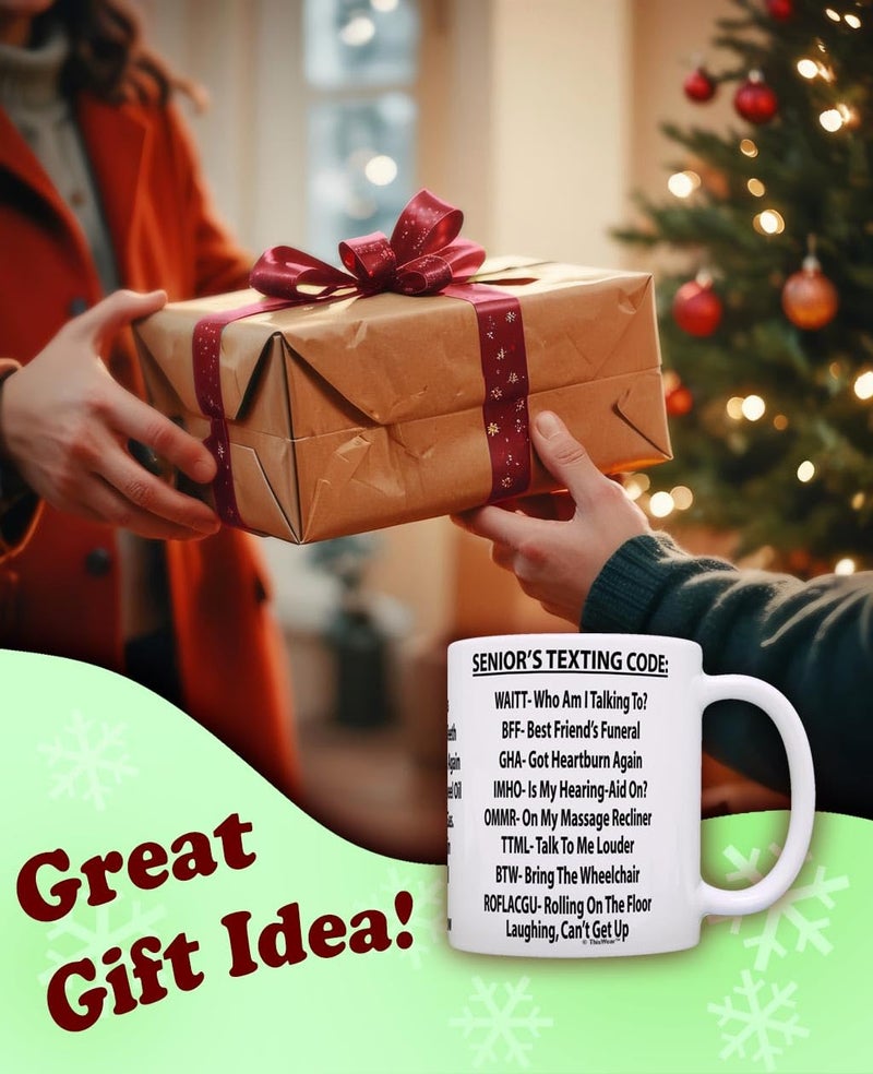ThisWear Retirement Mug Senior's Texting Code Office Humor 11oz Ceramic Coffee Mug White - Image 2